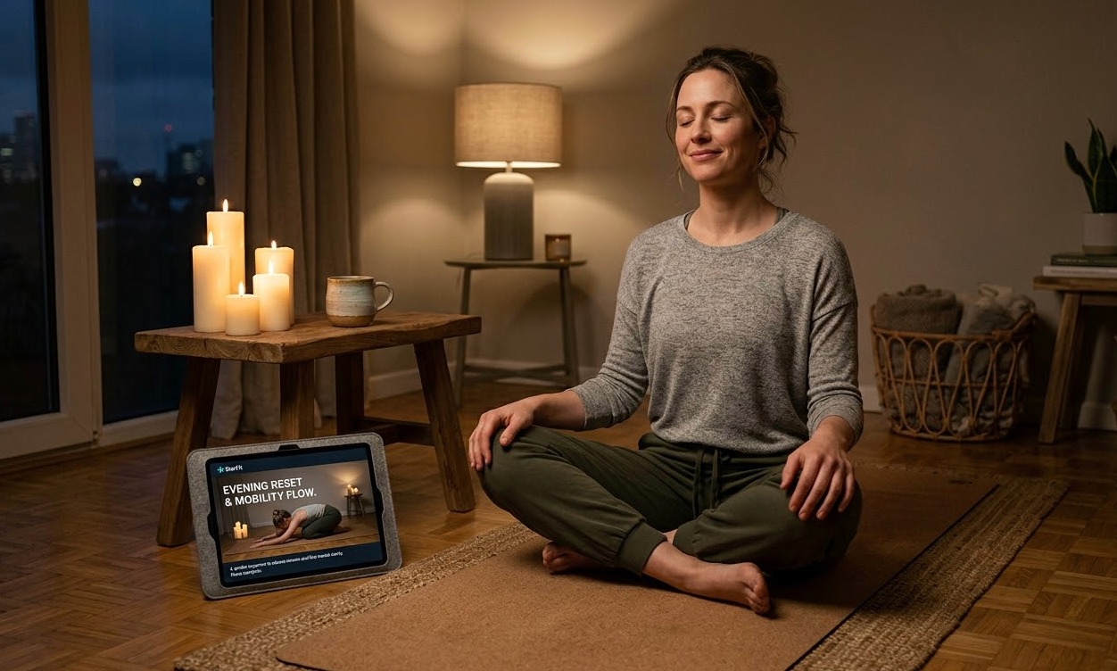 Girl is exercising at home