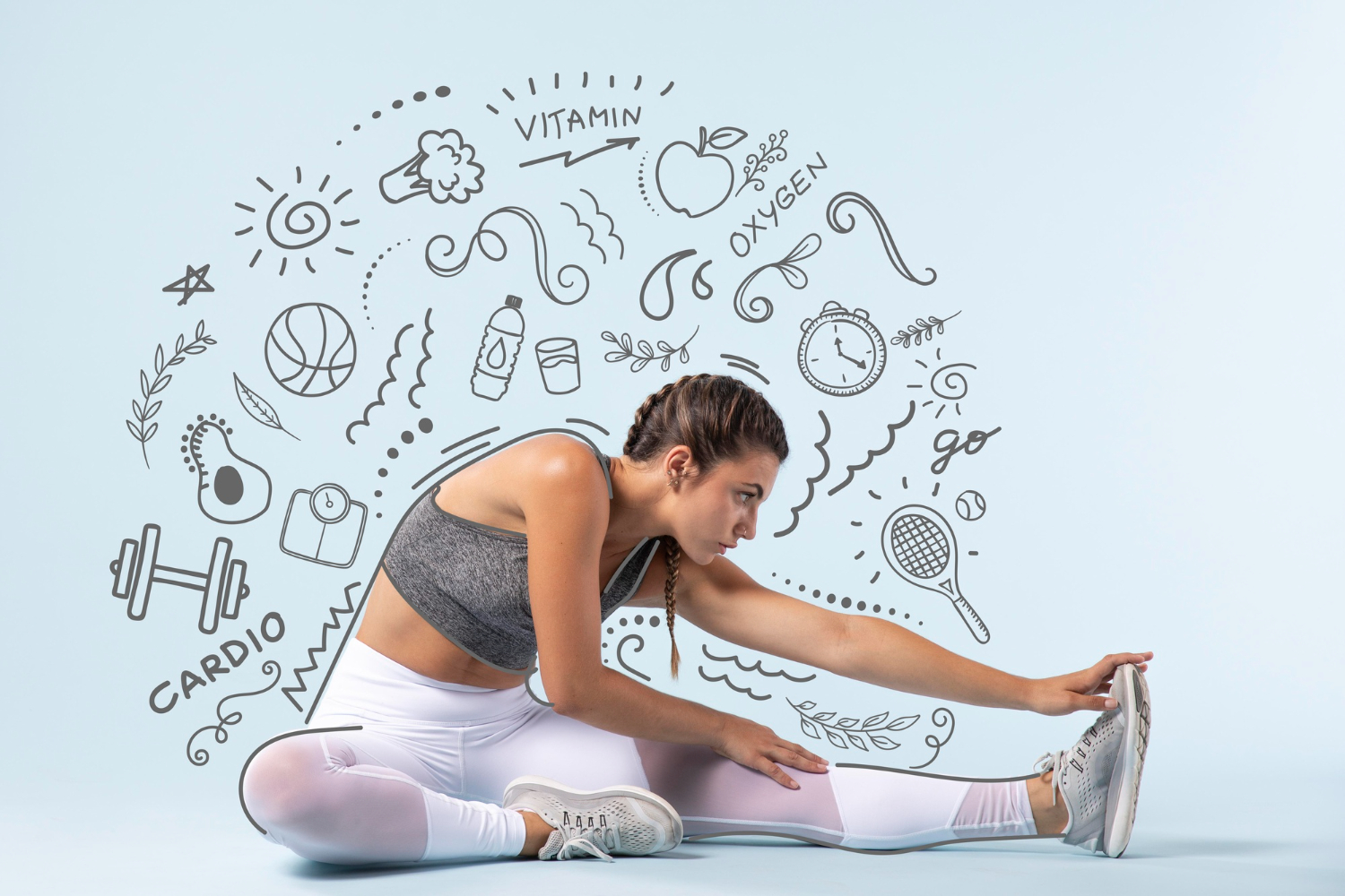 A girl is stretching