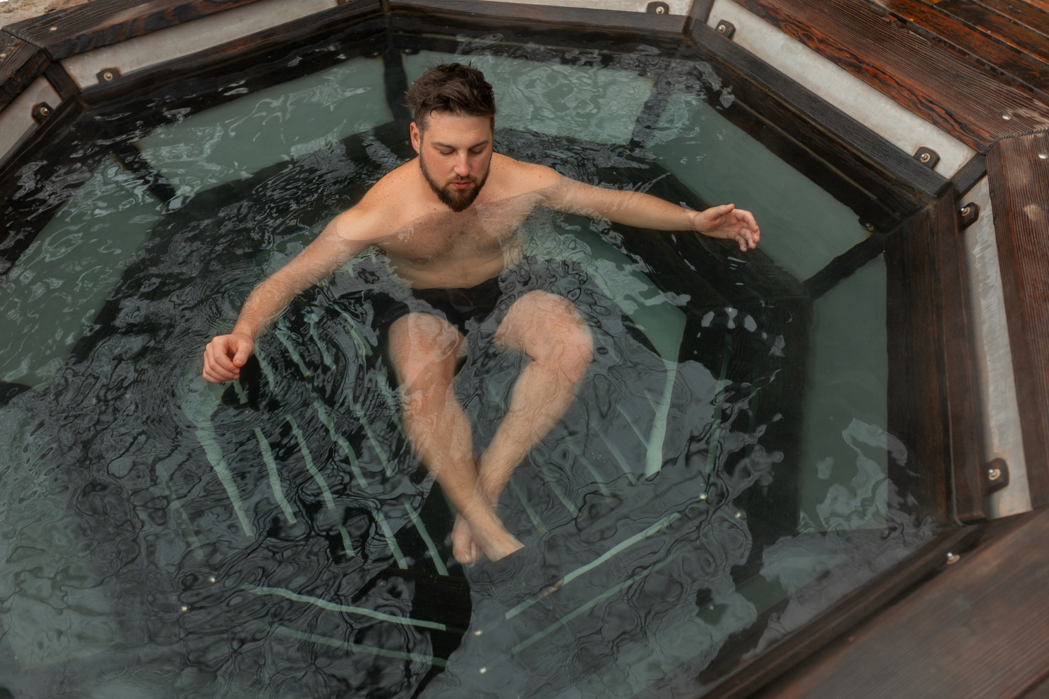 a man in cold water