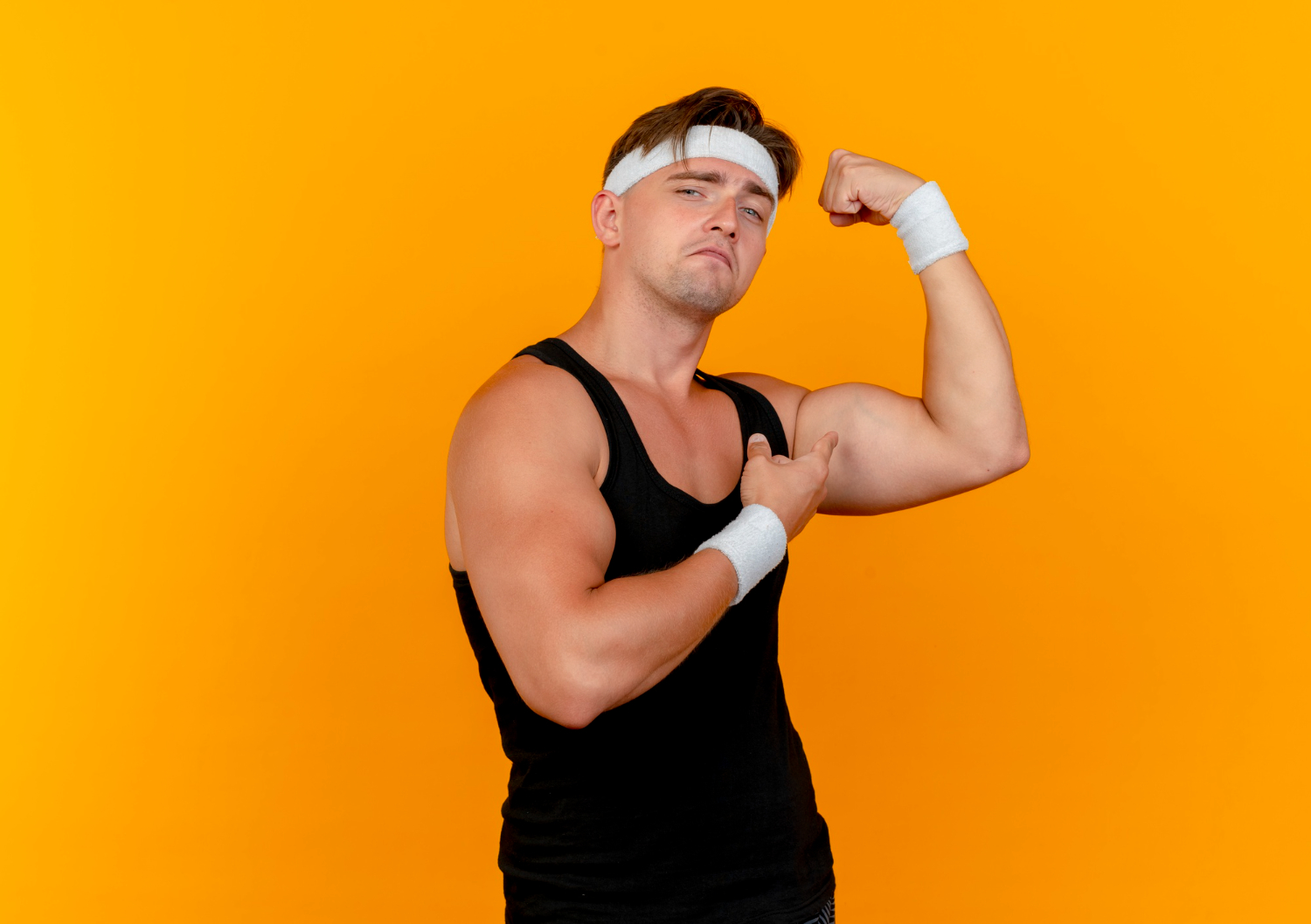 Man shows his biceps