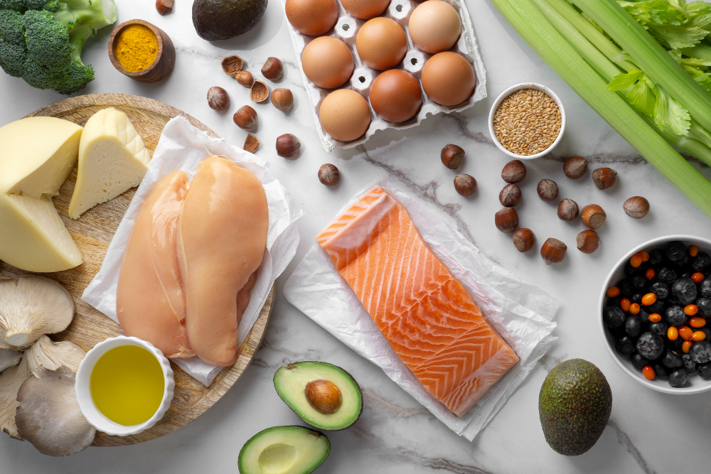 There's protein food on the table